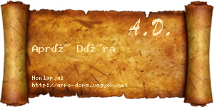 Apró Dóra névjegykártya
